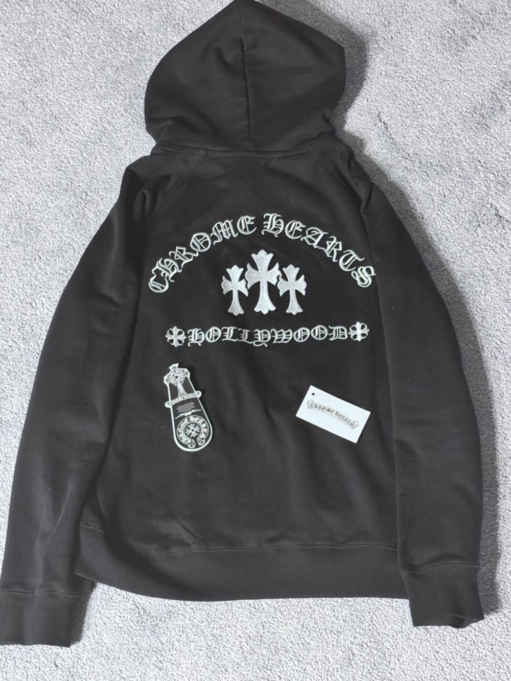 Chrome Hearts Black Hoodie with Silver Logo Hardware
